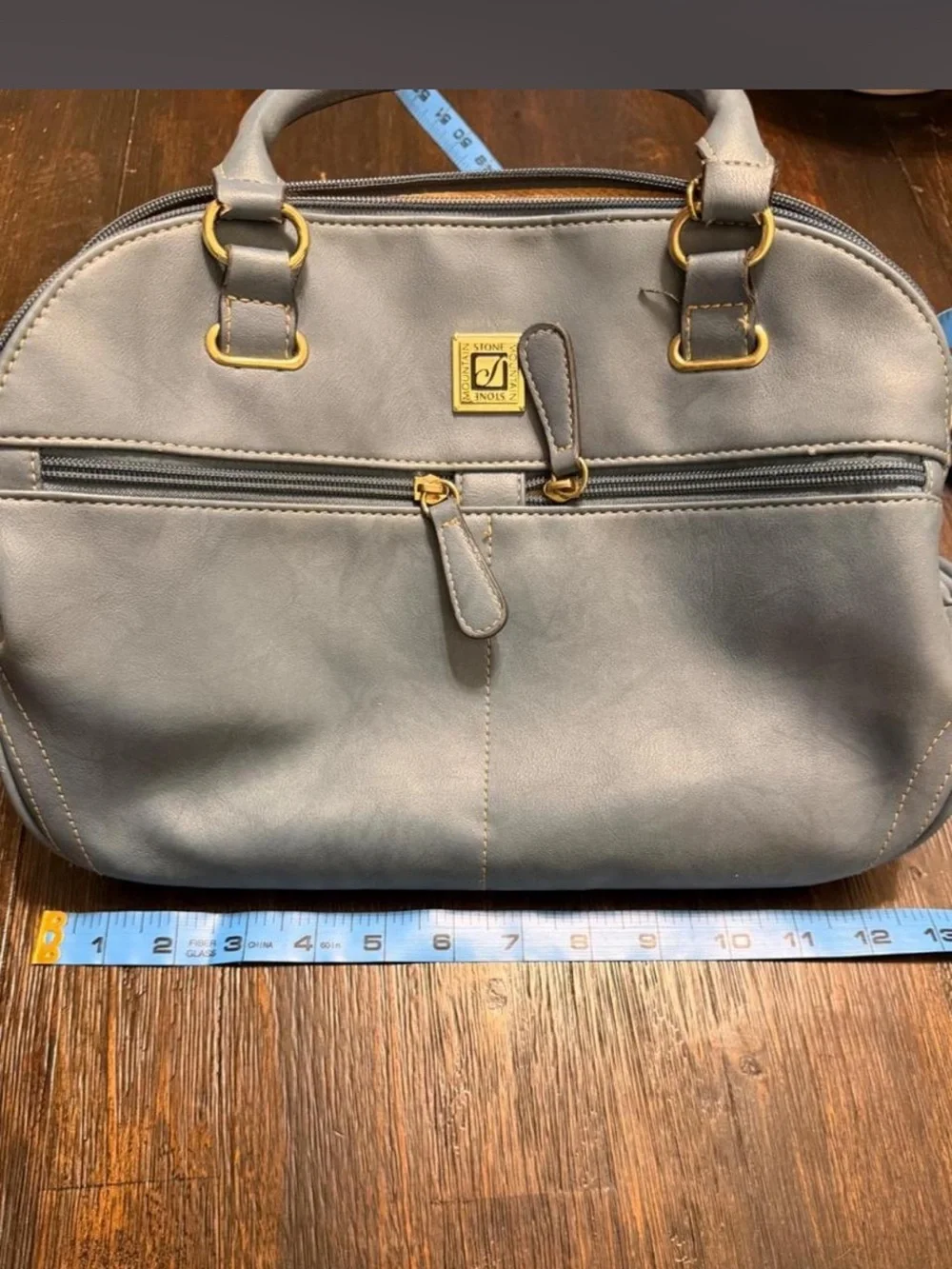 Light blue Women's Crossbody Satchel Bag with Gold Hardware